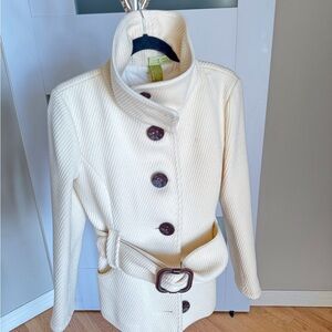 Soia & Kyo Cream Turtleneck Coat with Belt